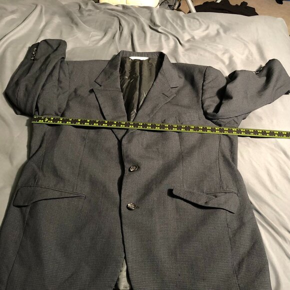 Evan-Picone Mens Suit Blazeer Jacket 42R Wool Gray Houndstooth Single-Breasted - Picture 6 of 15